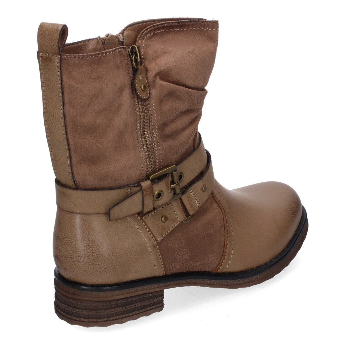 Botines de mujer con cierre doble de cremallera y correa ajustable