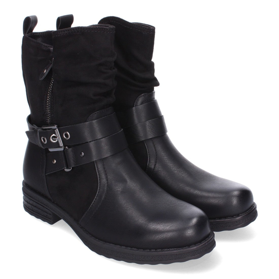 Botines de mujer con cierre doble de cremallera y correa ajustable