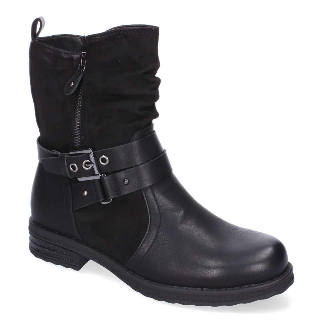 Botines de mujer con cierre doble de cremallera y correa ajustable