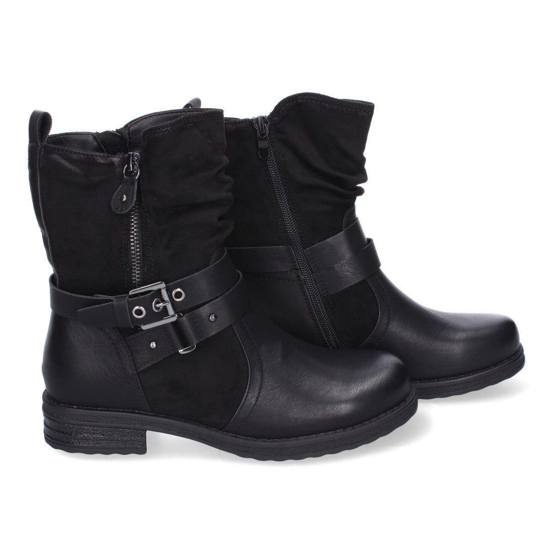 Botines de mujer con cierre doble de cremallera y correa ajustable