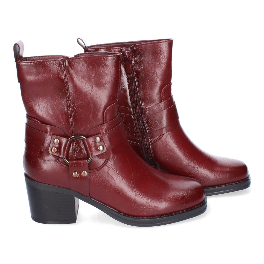 Botines de tacón de mujer con adorno de hebilla