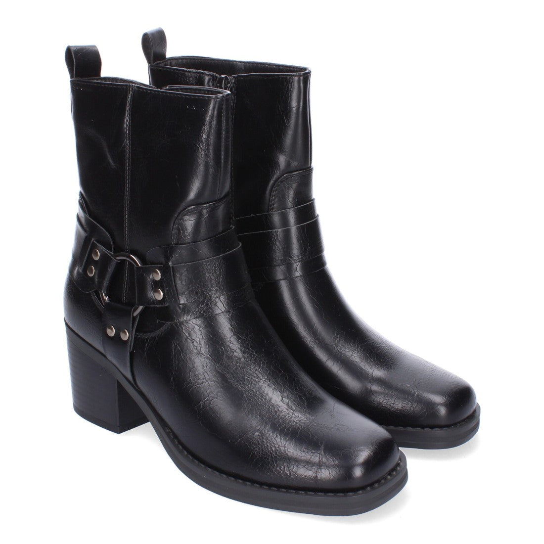 Botines de tacón de mujer con adorno de hebilla