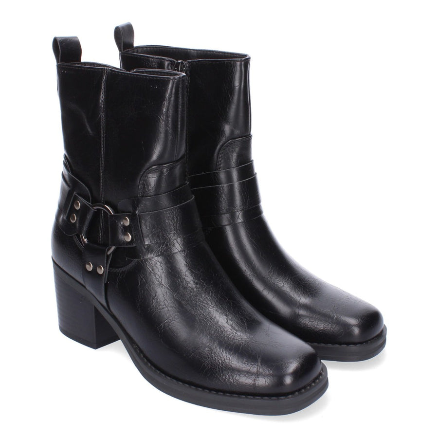 Botines de tacón de mujer con adorno de hebilla
