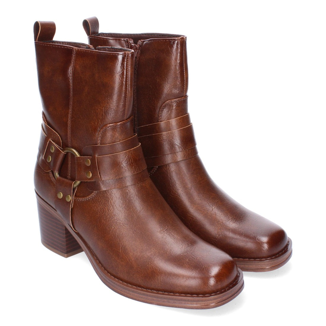 Botines de tacón de mujer con adorno de hebilla