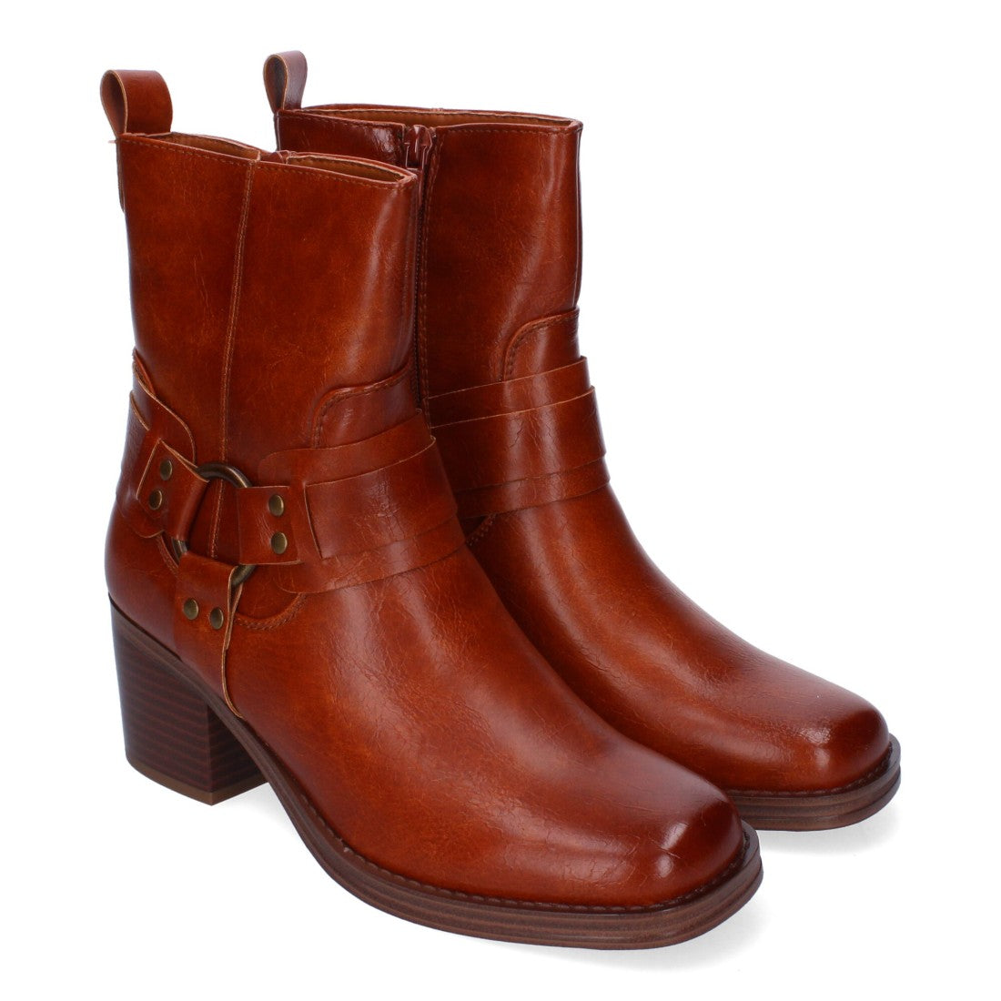 Botines de tacón de mujer con adorno de hebilla