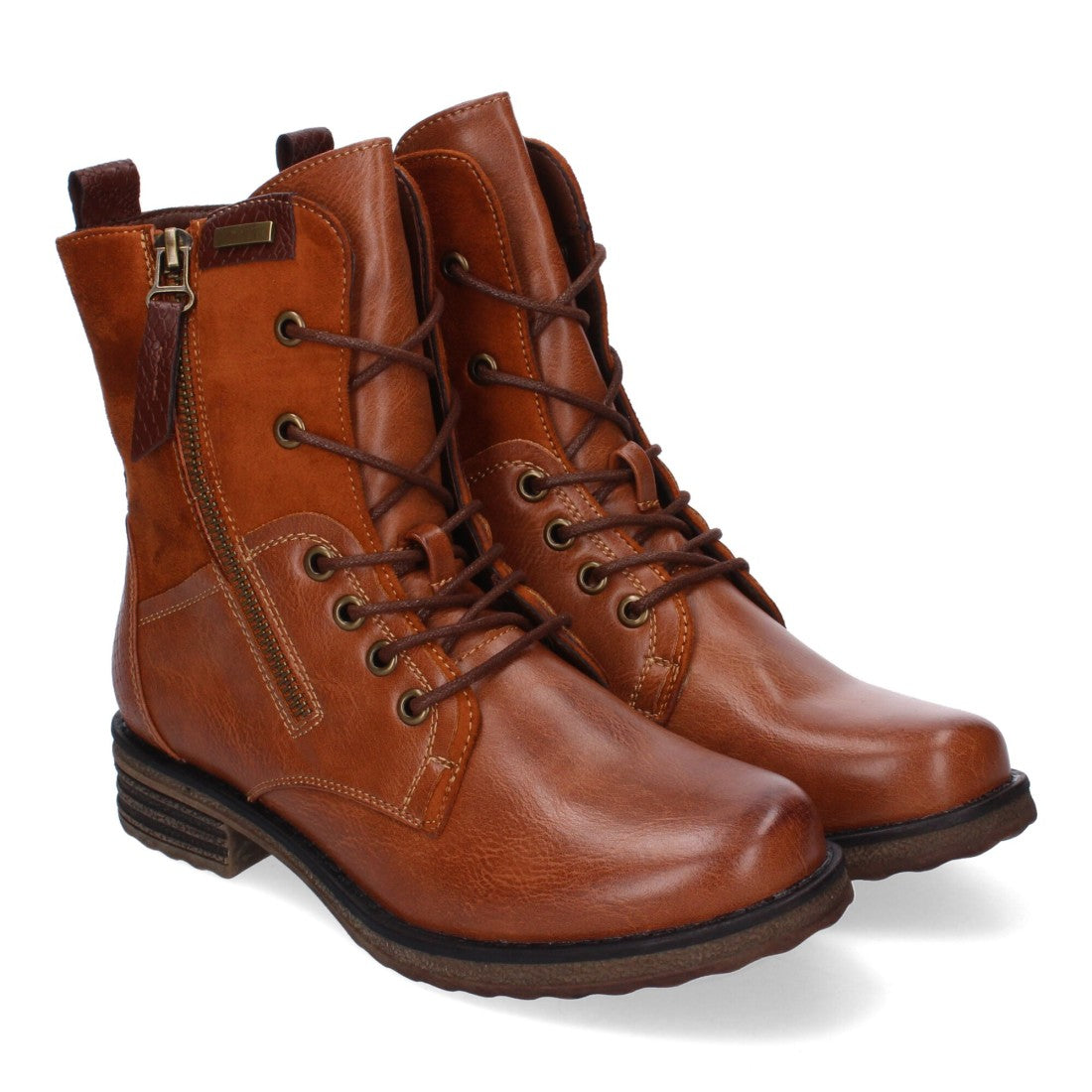 Botas cómodas de mujer con cierre de cordones y cremallera lateral