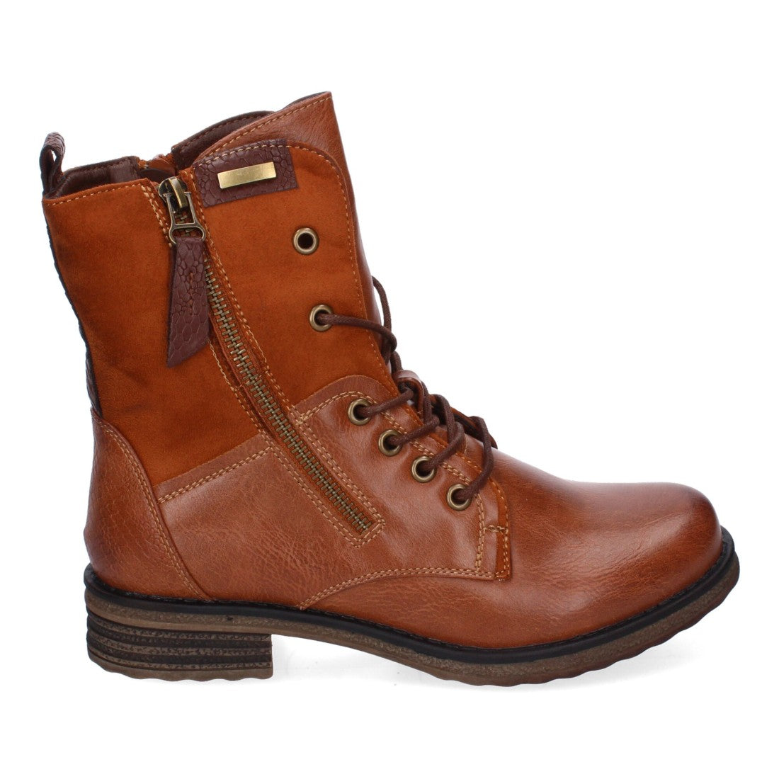 Botas cómodas de mujer con cierre de cordones y cremallera lateral