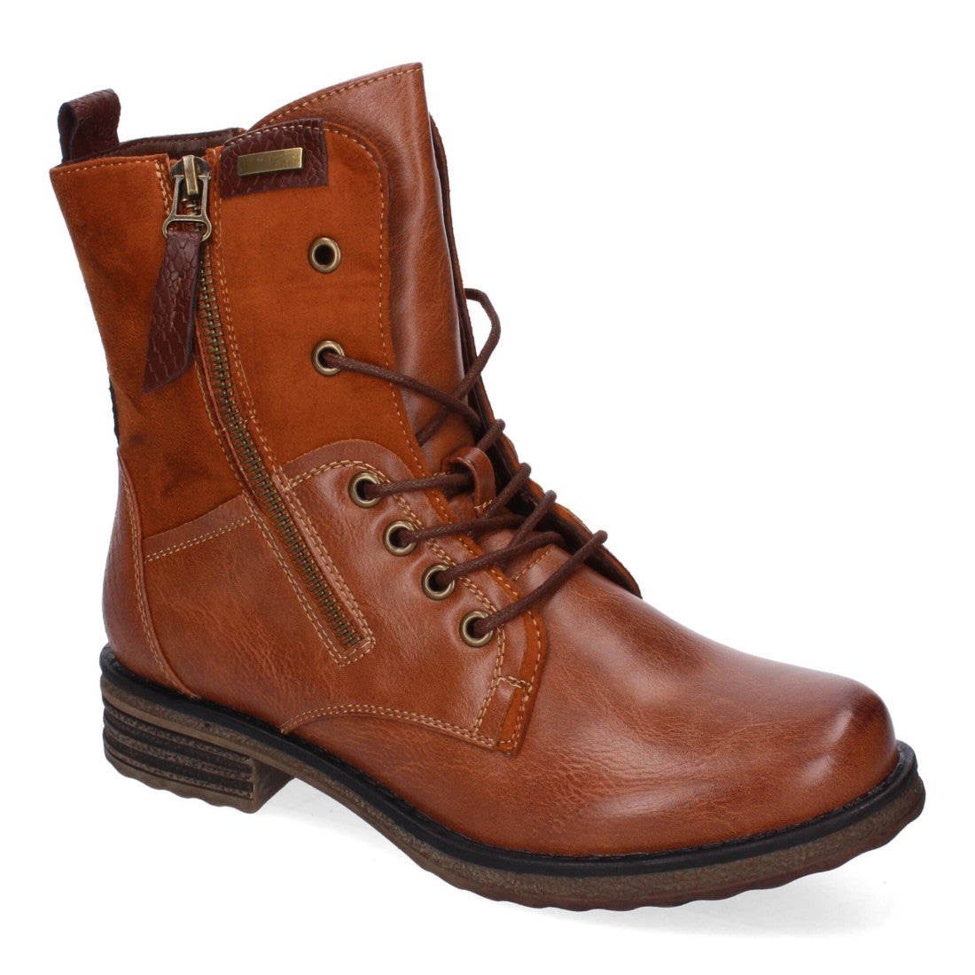 Botas cómodas de mujer con cierre de cordones y cremallera lateral