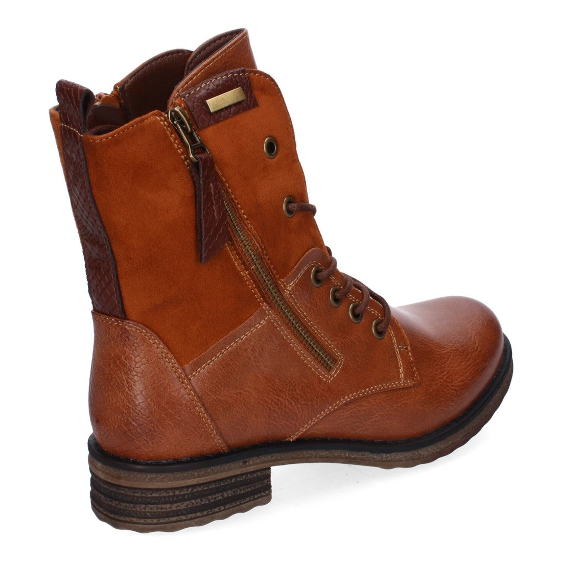 Botas cómodas de mujer con cierre de cordones y cremallera lateral
