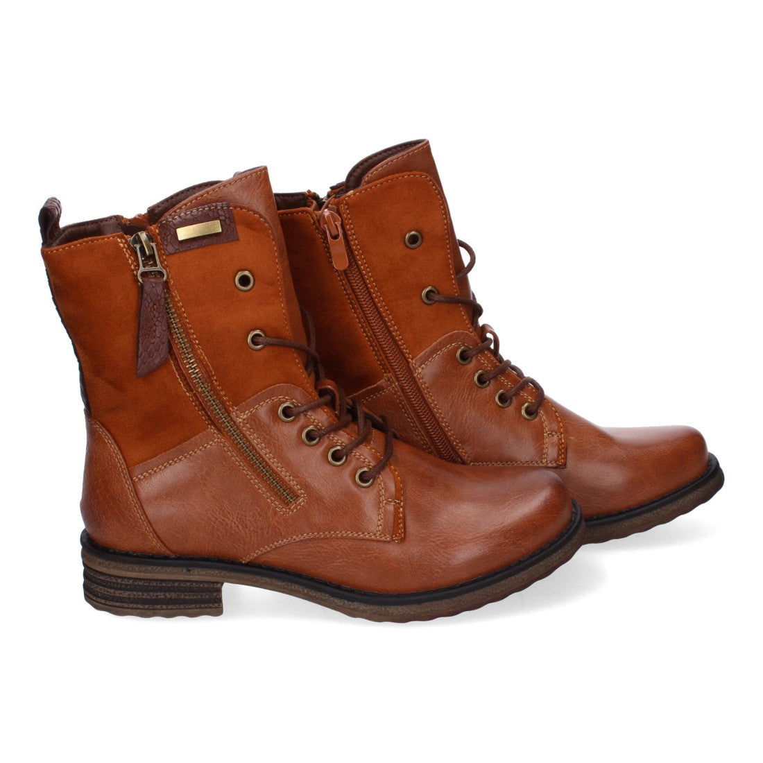 Botas cómodas de mujer con cierre de cordones y cremallera lateral