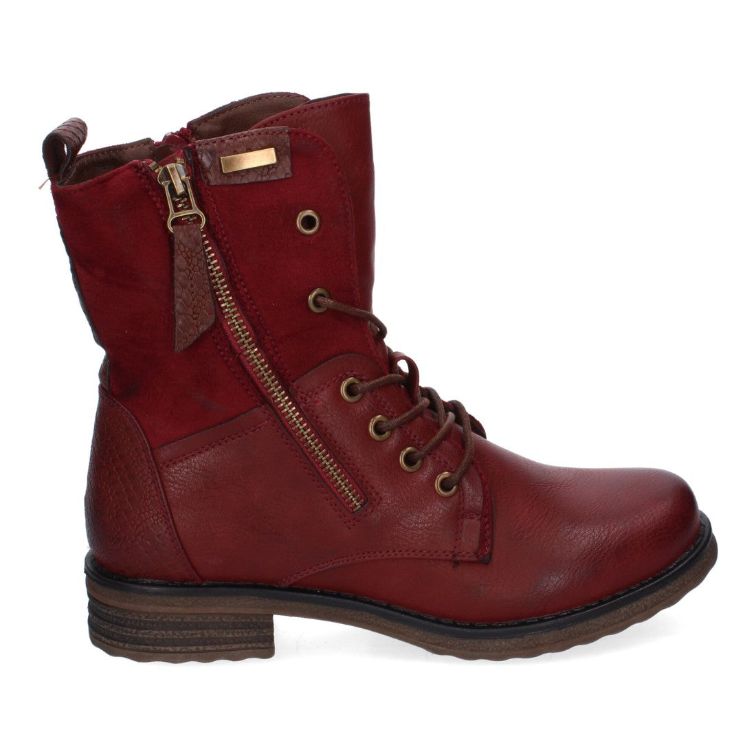 Botas cómodas de mujer con cierre de cordones y cremallera lateral
