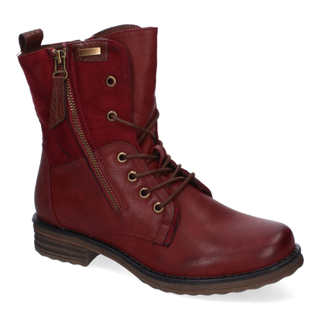 Botas cómodas de mujer con cierre de cordones y cremallera lateral