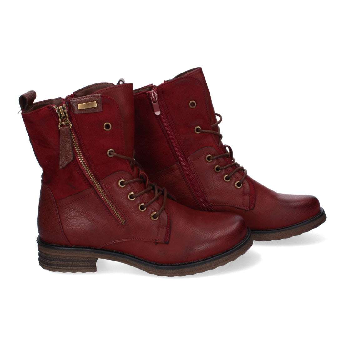 Botas cómodas de mujer con cierre de cordones y cremallera lateral