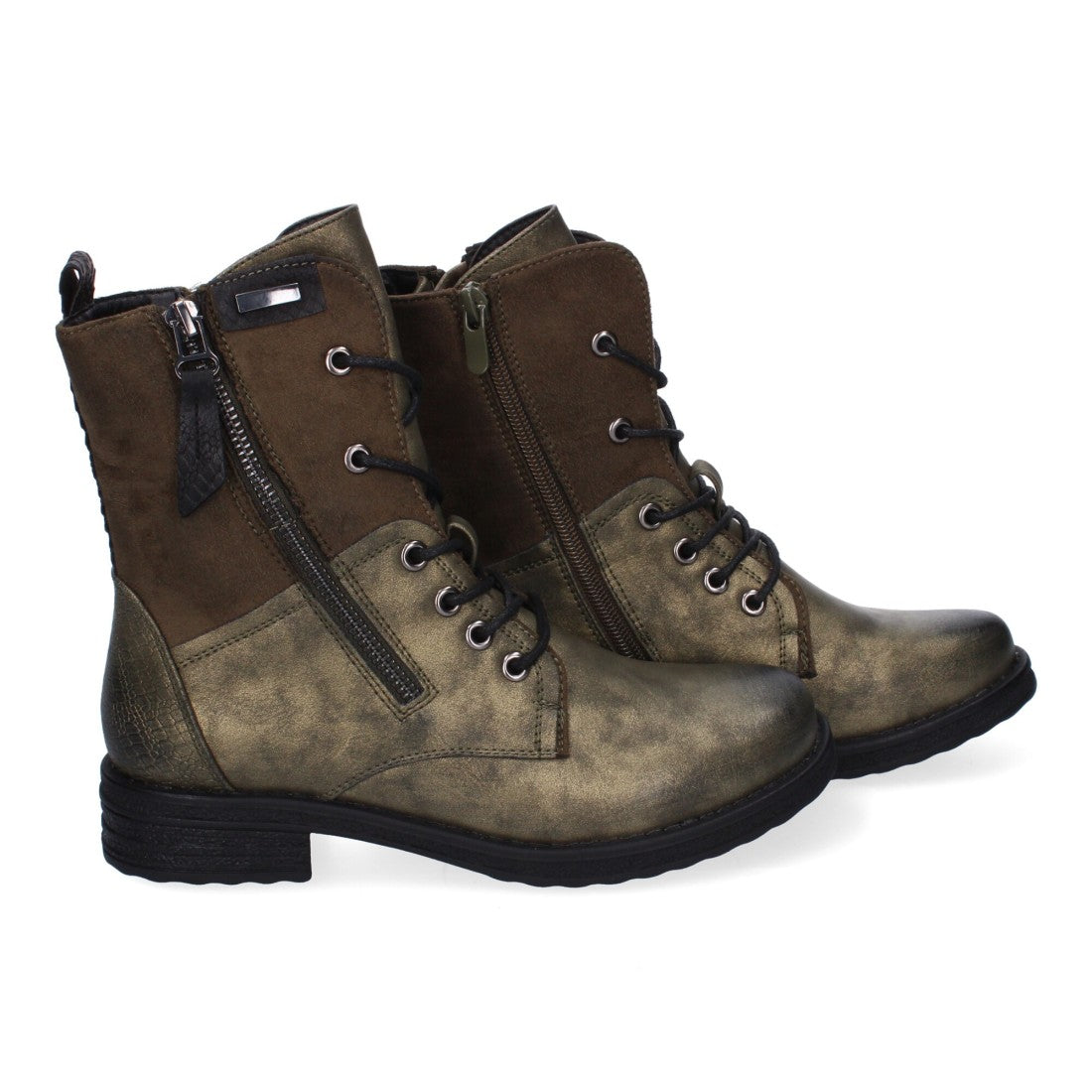 Botas cómodas de mujer con cierre de cordones y cremallera lateral