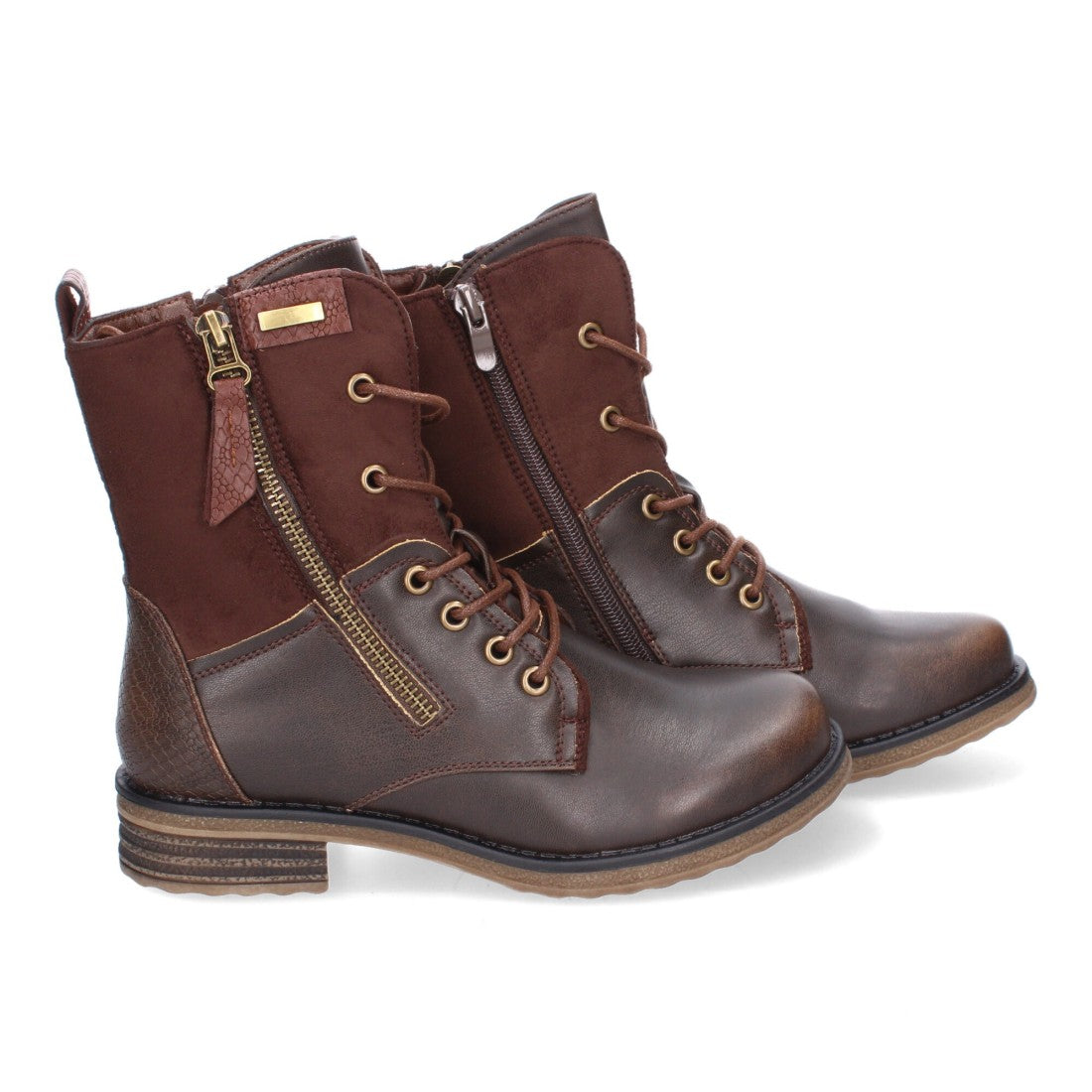 Botas cómodas de mujer con cierre de cordones y cremallera lateral