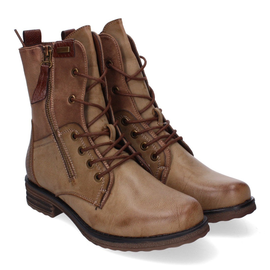 Botas cómodas de mujer con cierre de cordones y cremallera lateral