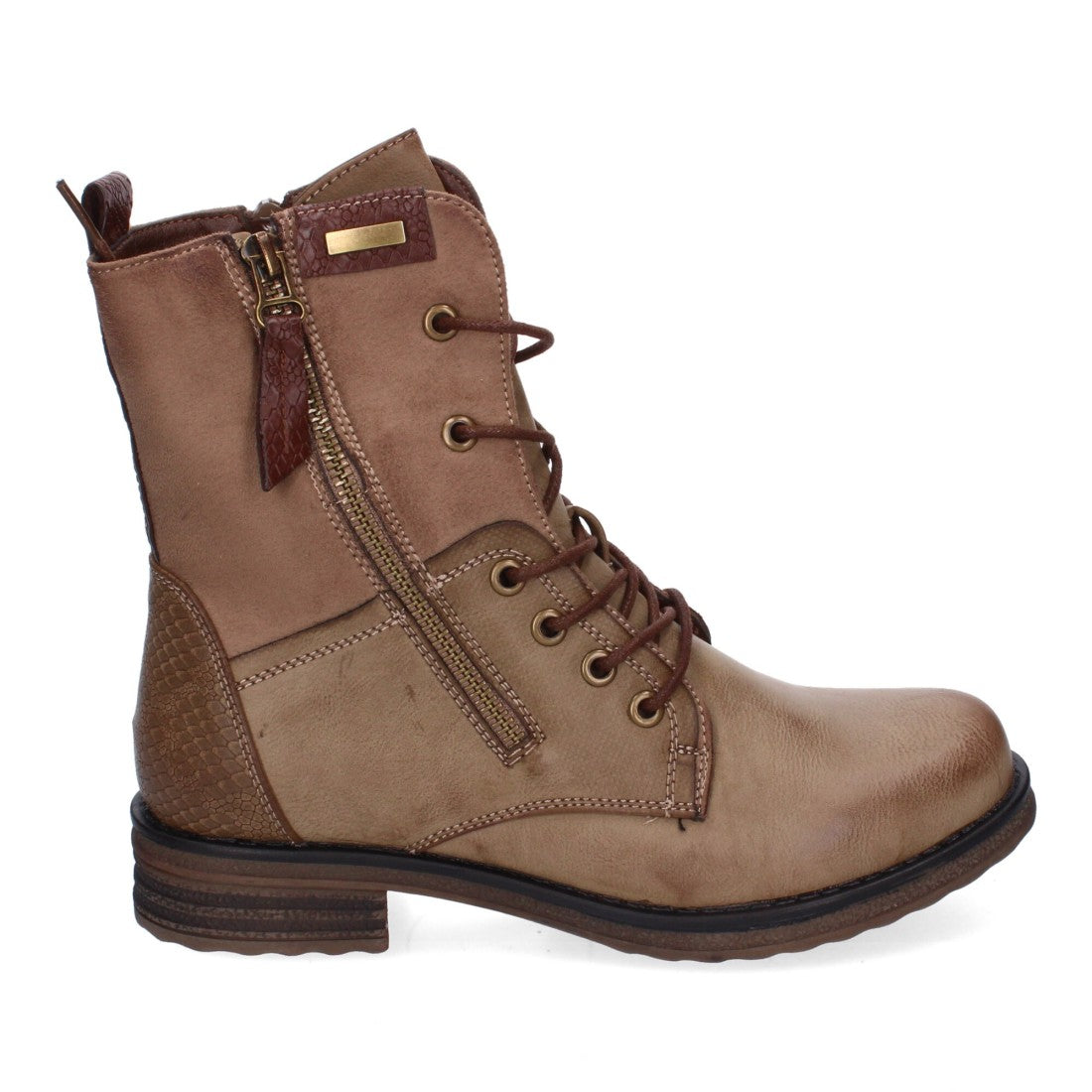 Botas cómodas de mujer con cierre de cordones y cremallera lateral