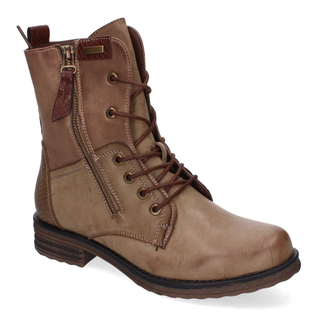 Botas cómodas de mujer con cierre de cordones y cremallera lateral