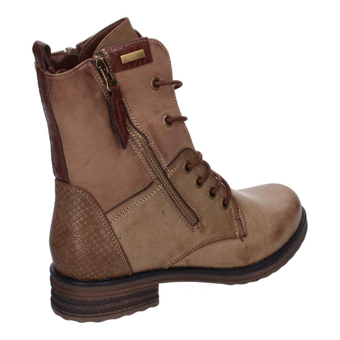 Botas cómodas de mujer con cierre de cordones y cremallera lateral