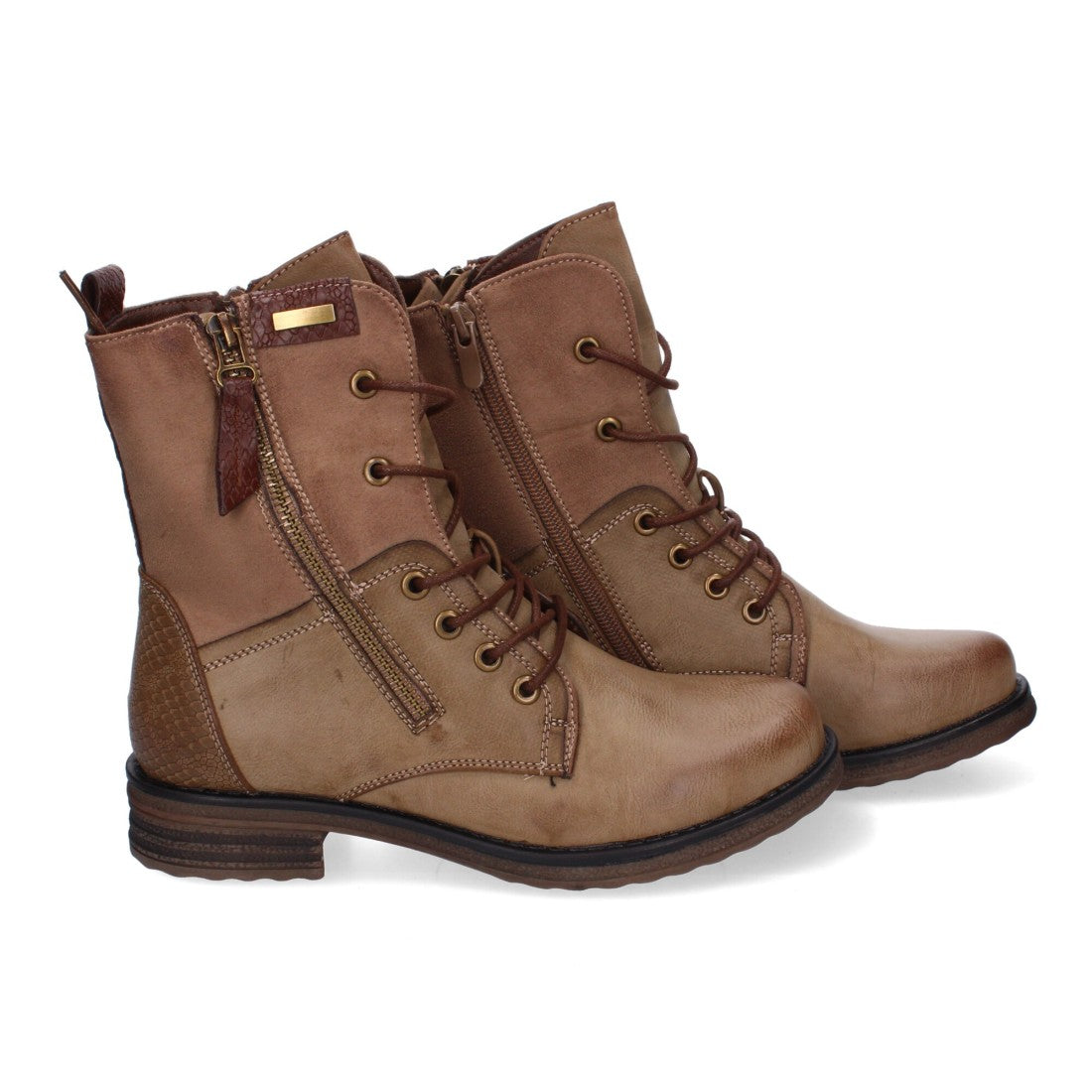 Botas cómodas de mujer con cierre de cordones y cremallera lateral