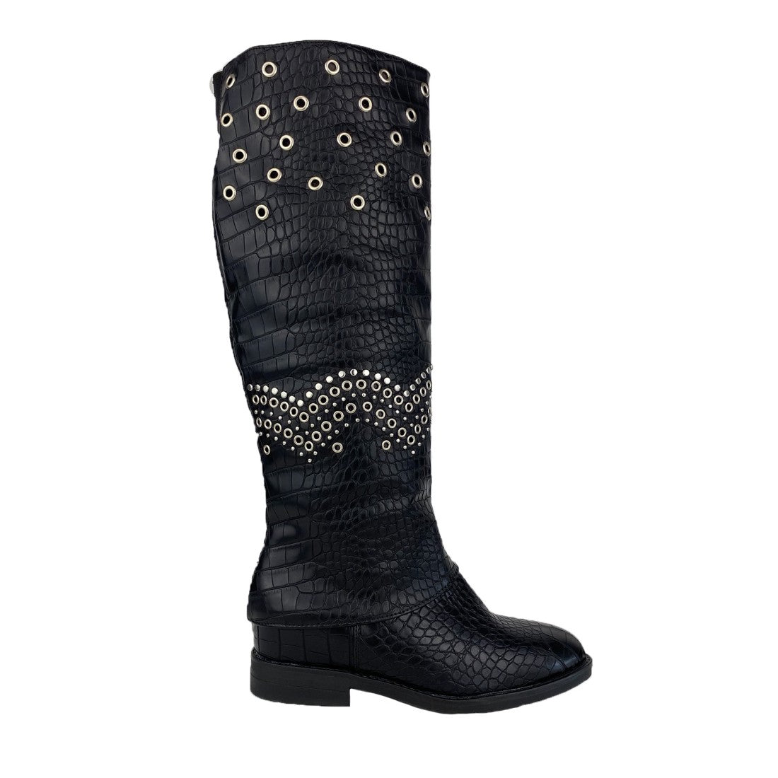 Bota de mujer con estampado de cocodrilo - Negro