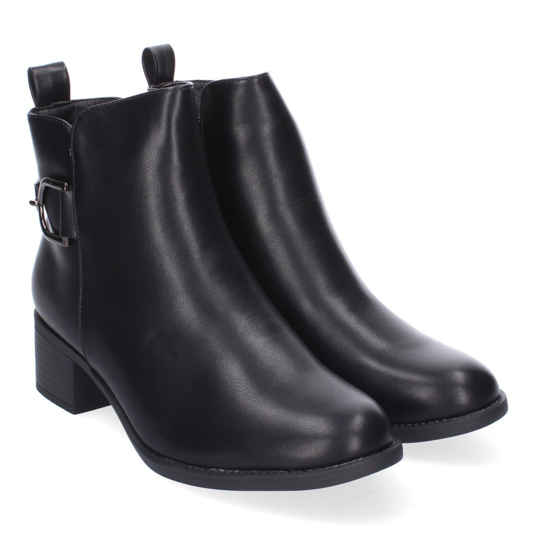 Botines de tacón de mujer con detalle de hebilla - Negro (Ref. 2409)