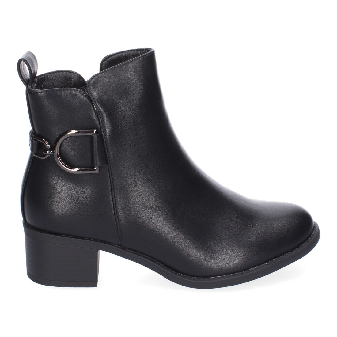 Botines de tacón de mujer con detalle de hebilla - Negro (Ref. 2409)