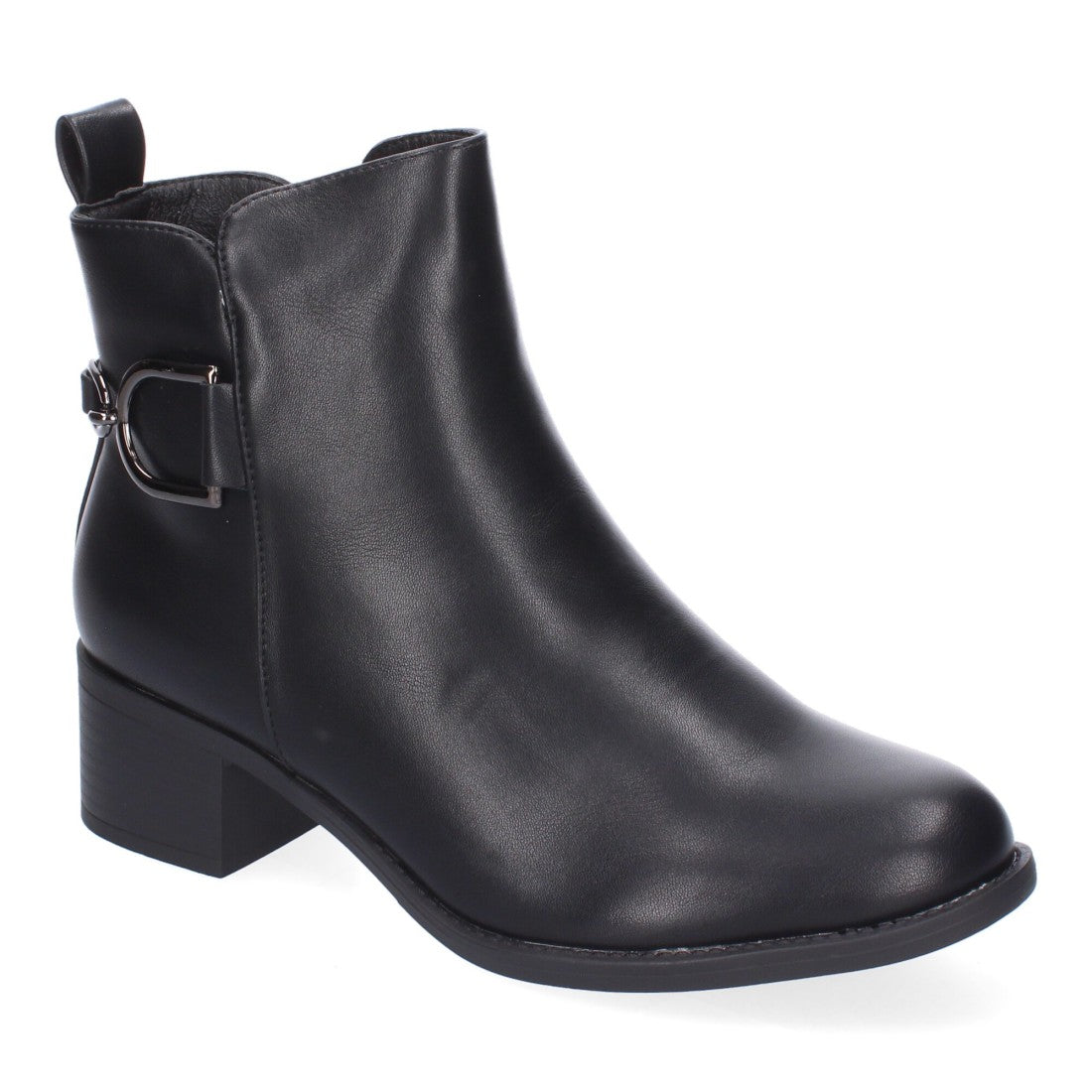 Botines de tacón de mujer con detalle de hebilla - Negro (Ref. 2409)