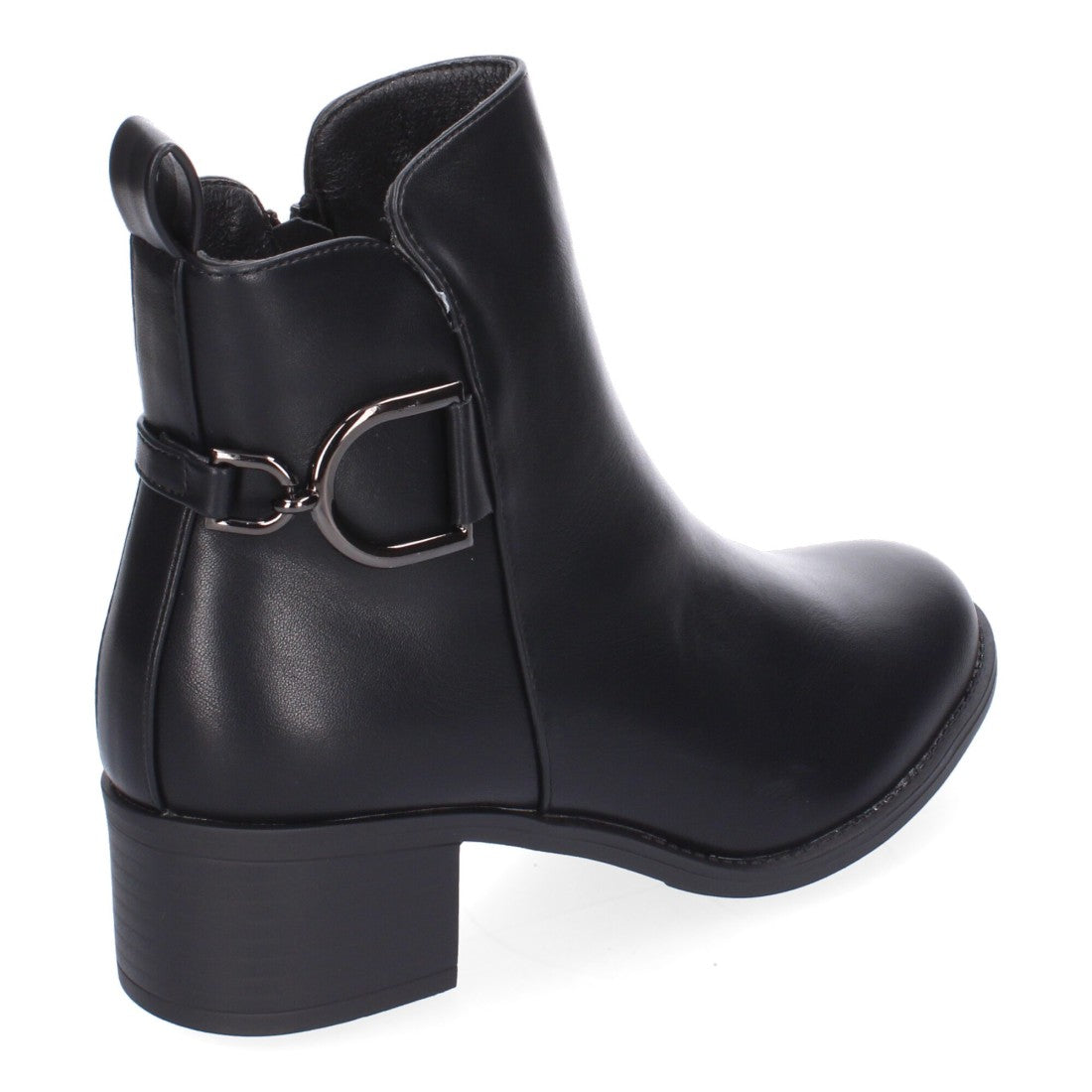 Botines de tacón de mujer con detalle de hebilla - Negro (Ref. 2409)