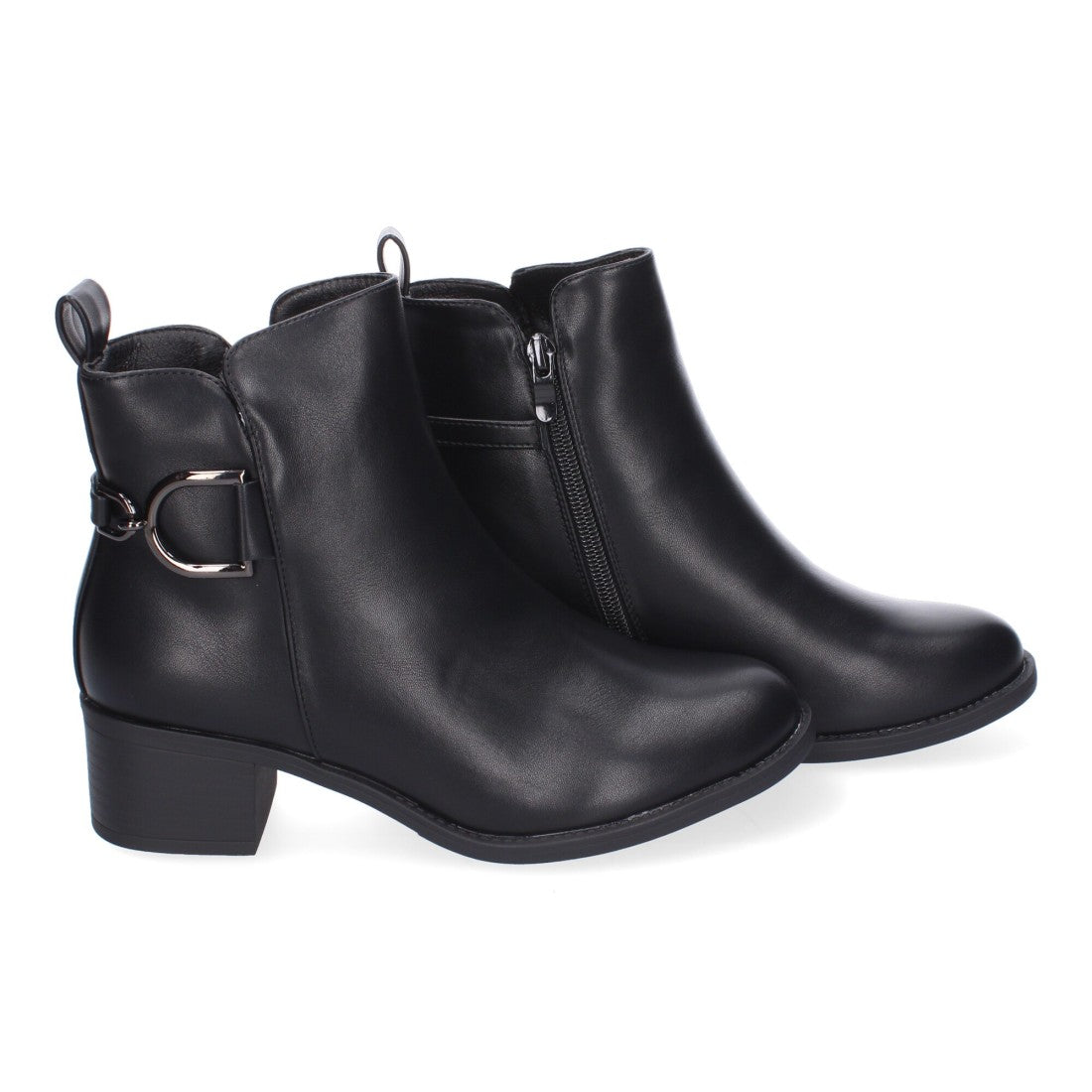 Botines de tacón de mujer con detalle de hebilla - Negro (Ref. 2409)