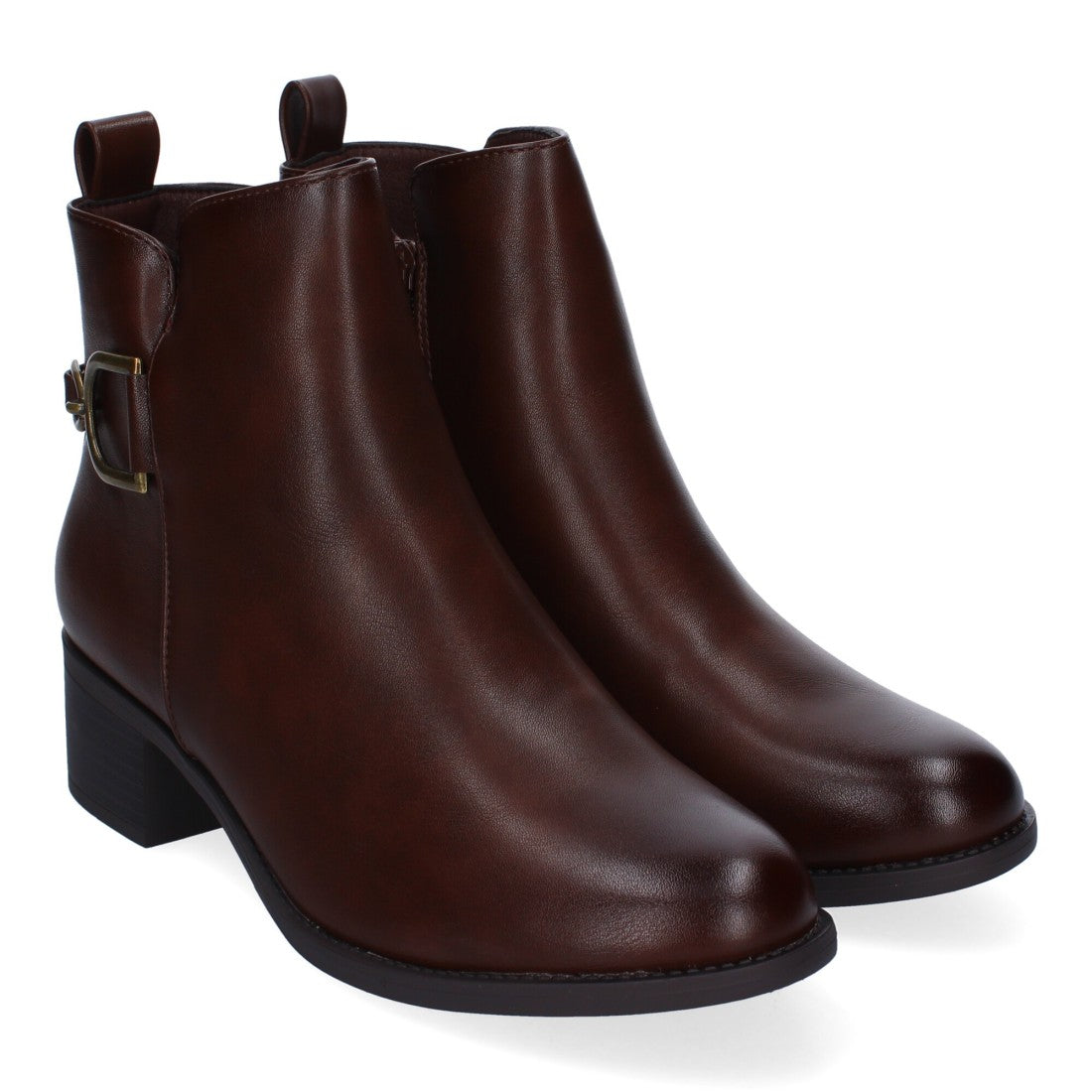 Botines de tacón de mujer con detalle de hebilla