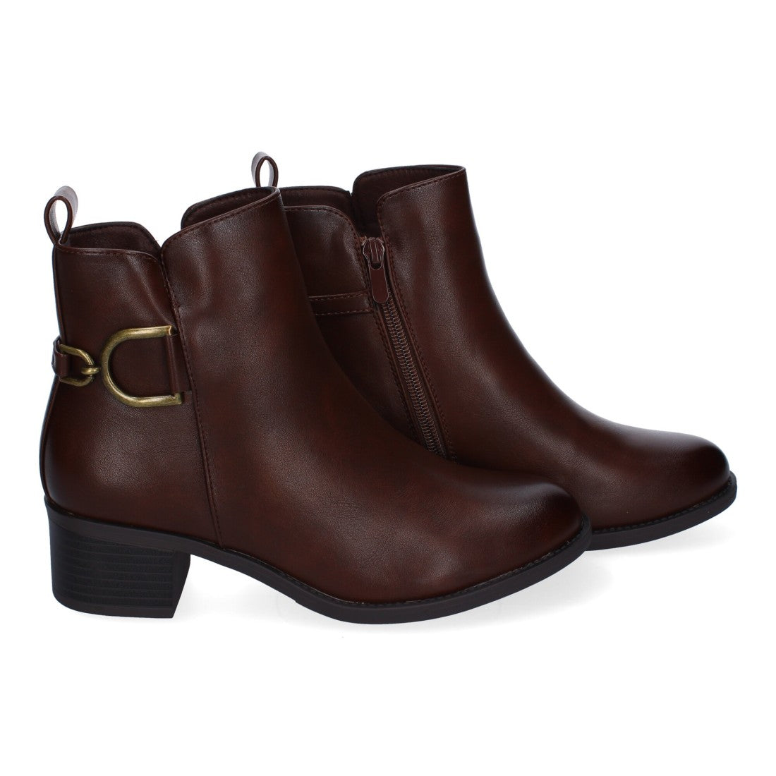 Botines de tacón de mujer con detalle de hebilla