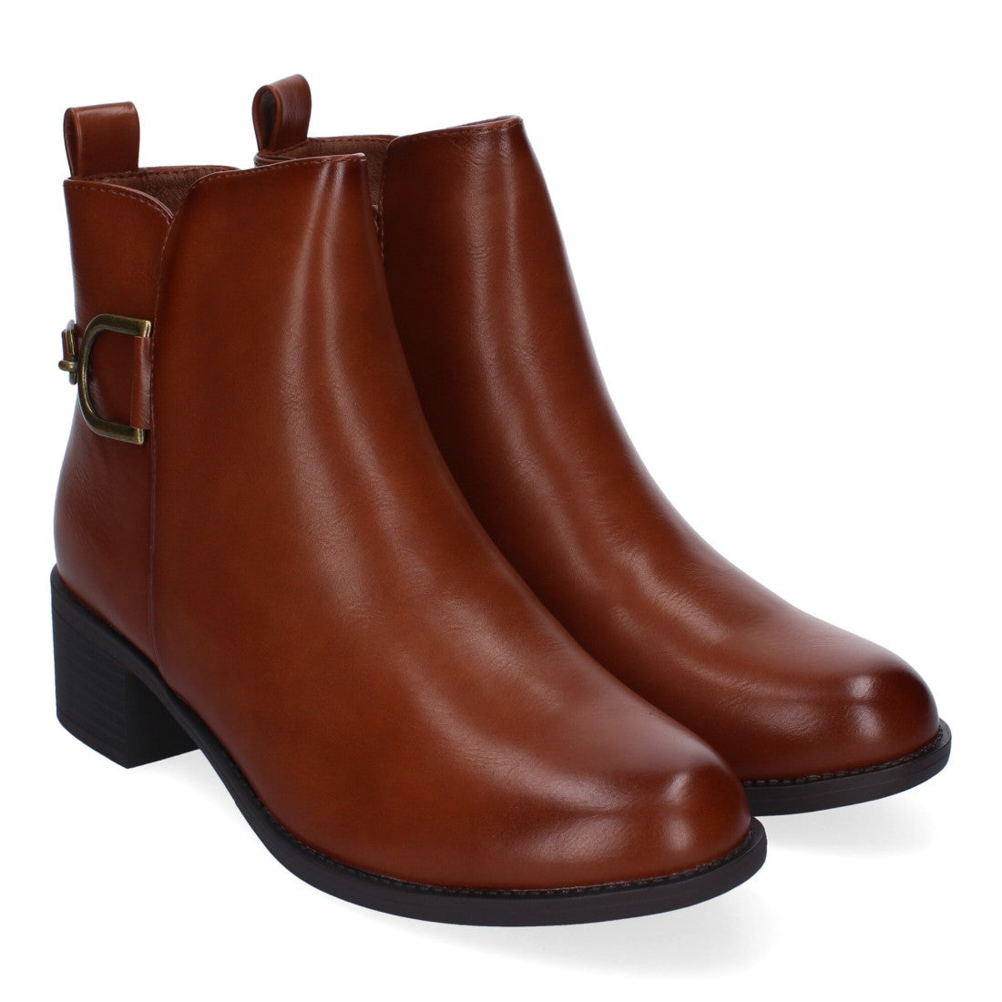 Botines de tacón de mujer con detalle de hebilla