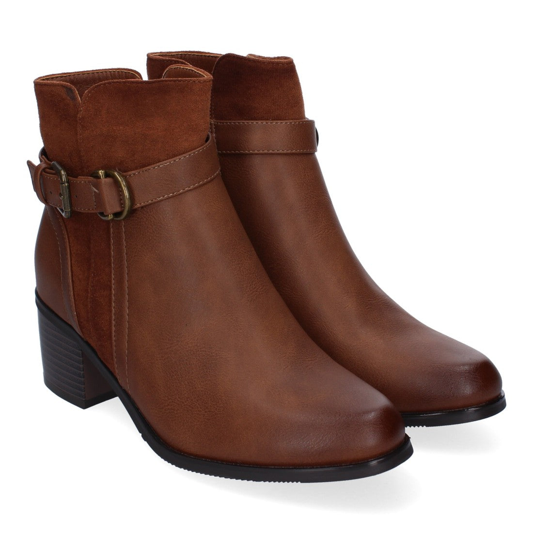 Botines de tacón de mujer con detalle de hebilla
