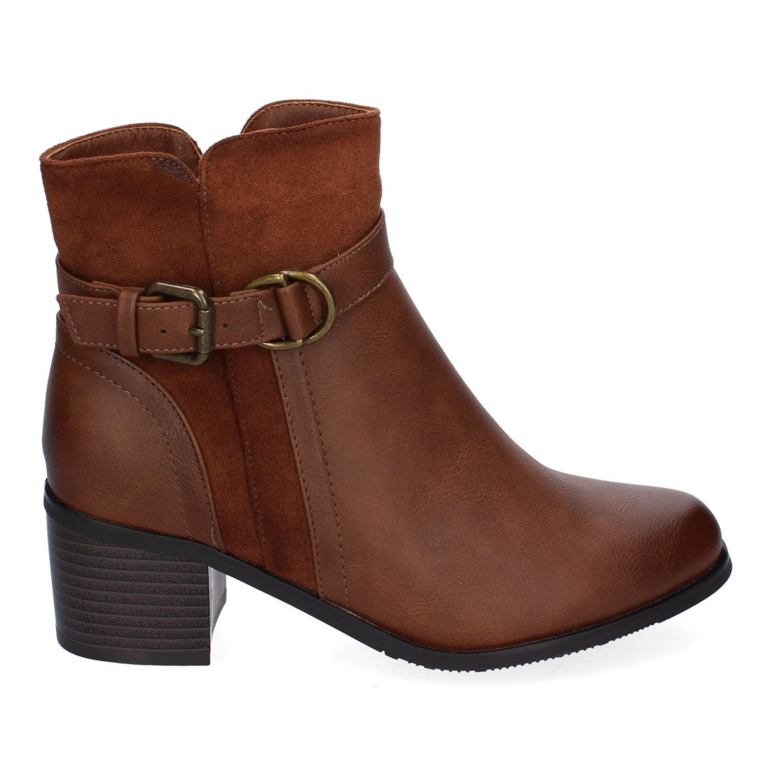 Botines de tacón de mujer con detalle de hebilla