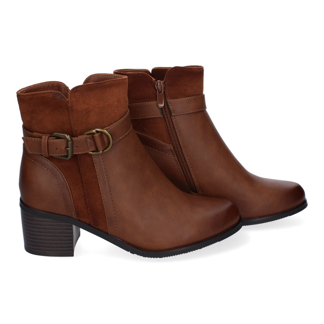 Botines de tacón de mujer con detalle de hebilla