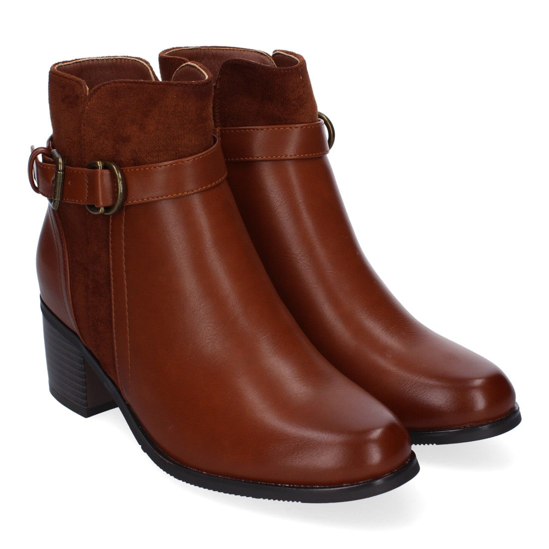 Botines de tacón de mujer con detalle de hebilla