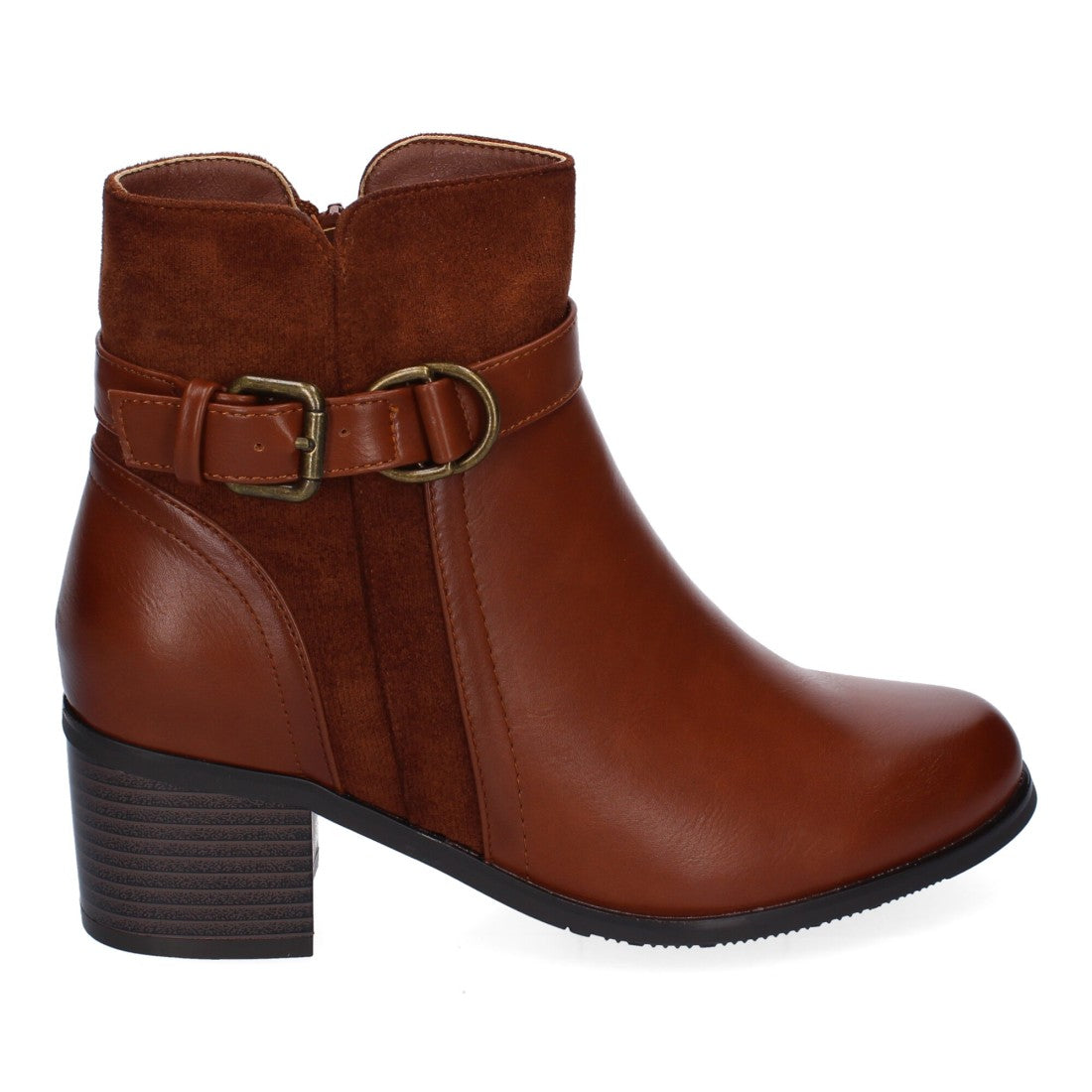 Botines de tacón de mujer con detalle de hebilla