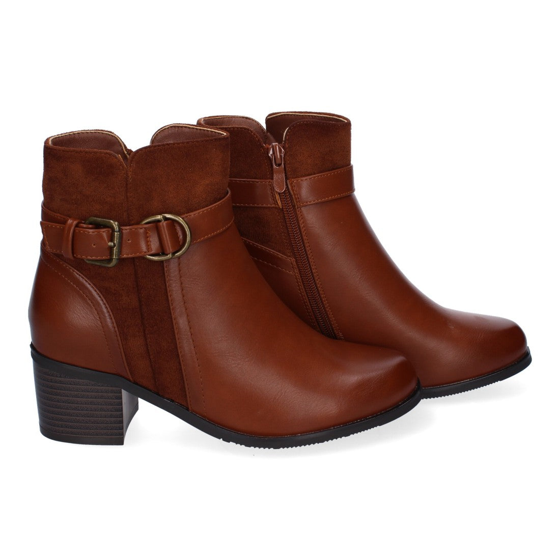 Botines de tacón de mujer con detalle de hebilla