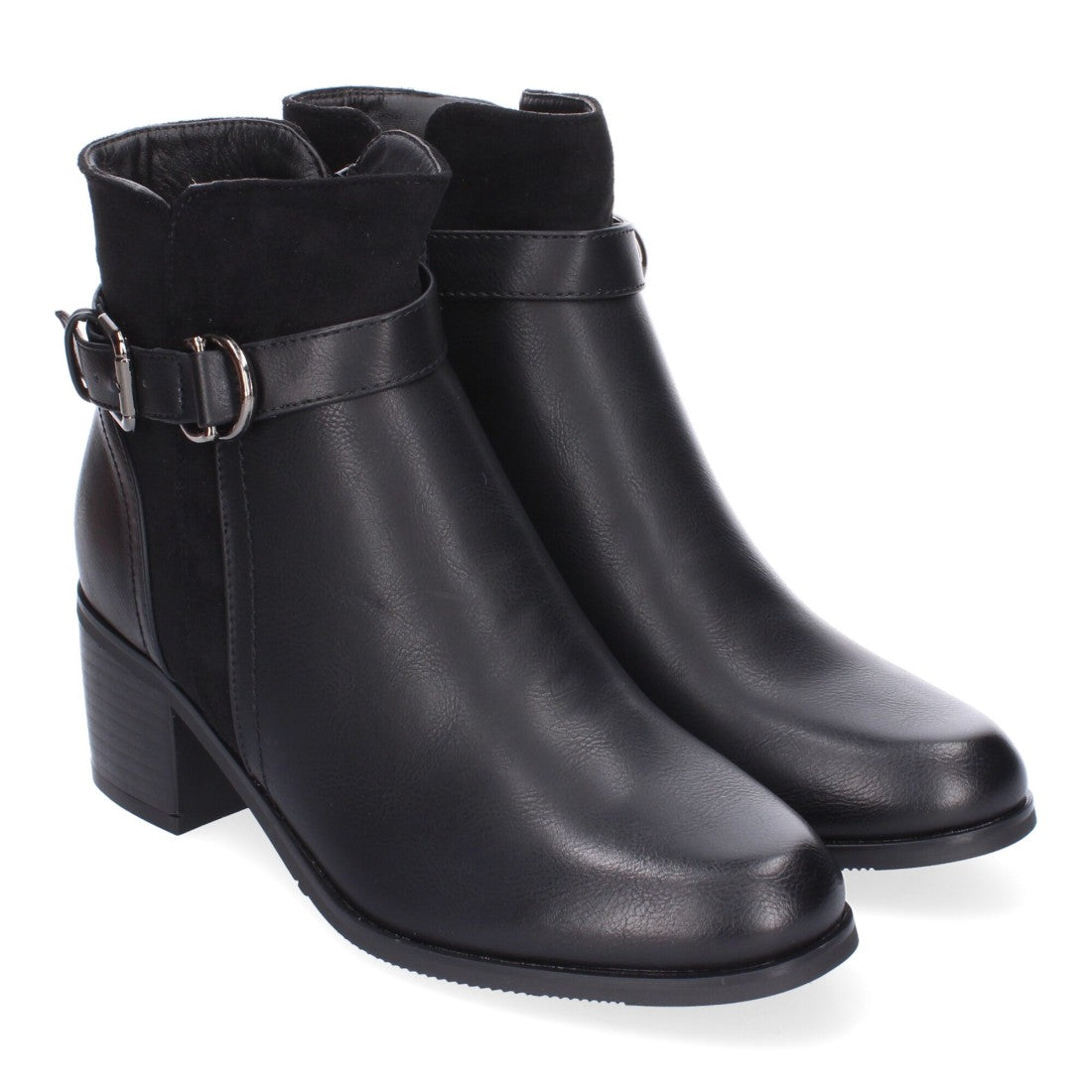 Botines de tacón de mujer con detalle de hebilla