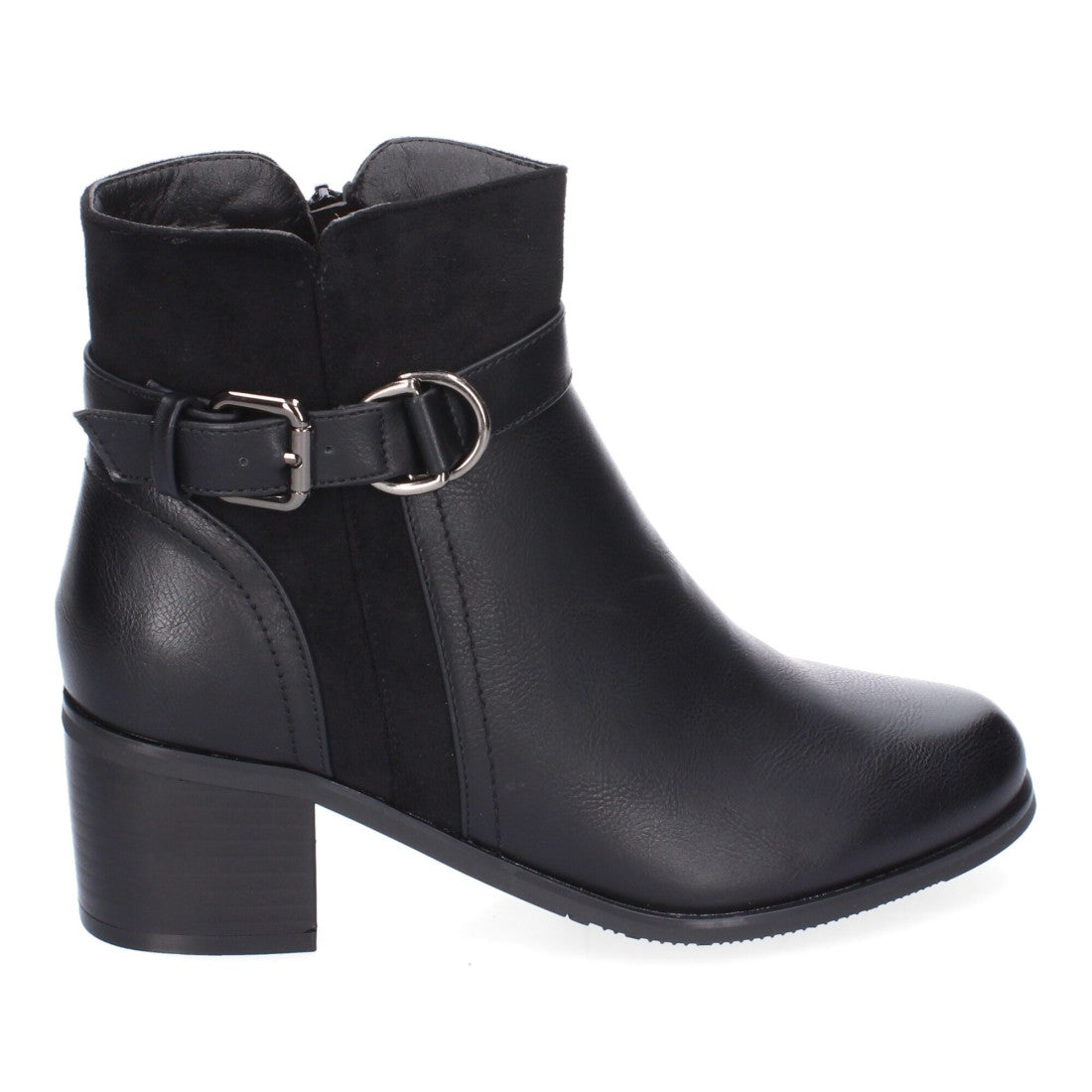 Botines de tacón de mujer con detalle de hebilla