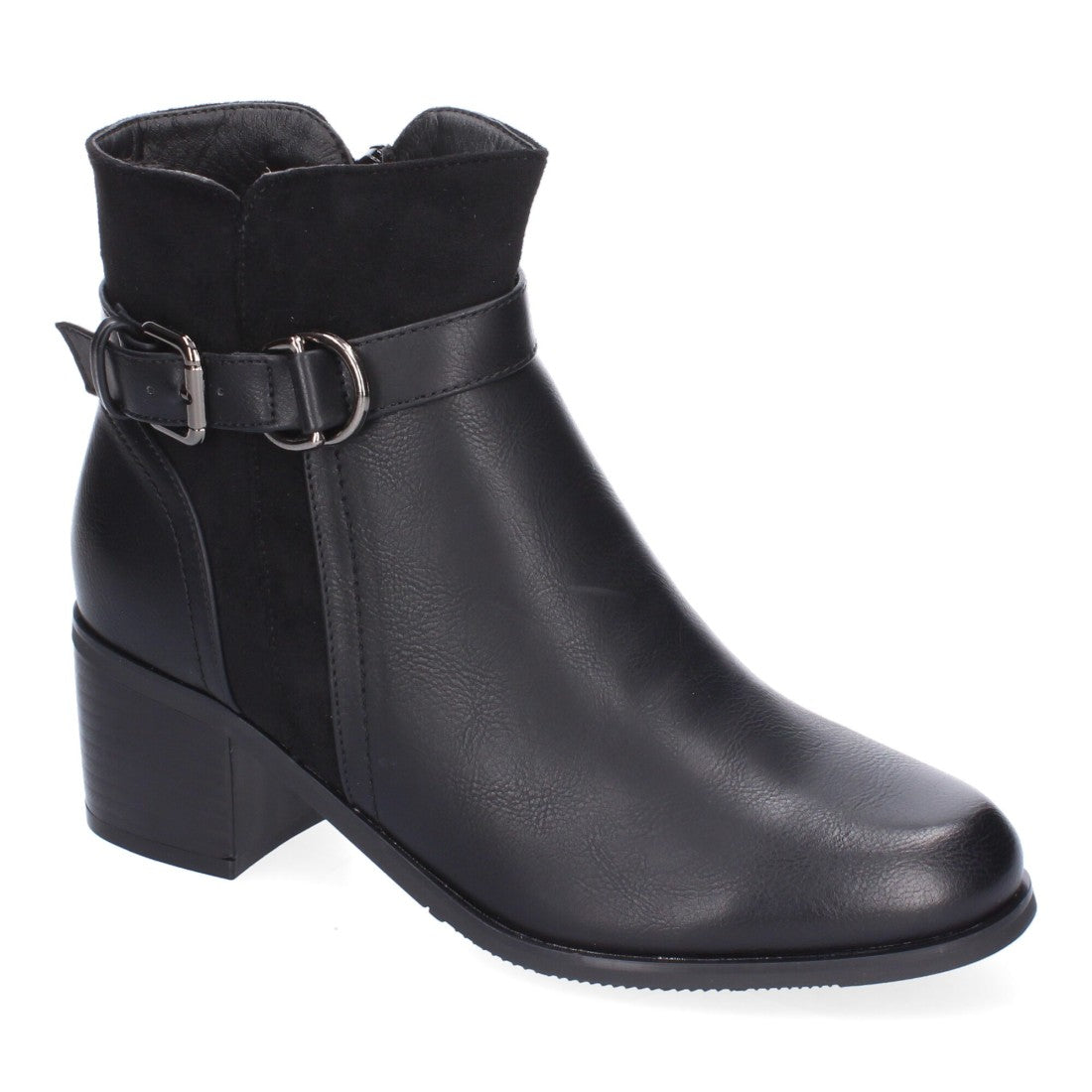 Botines de tacón de mujer con detalle de hebilla