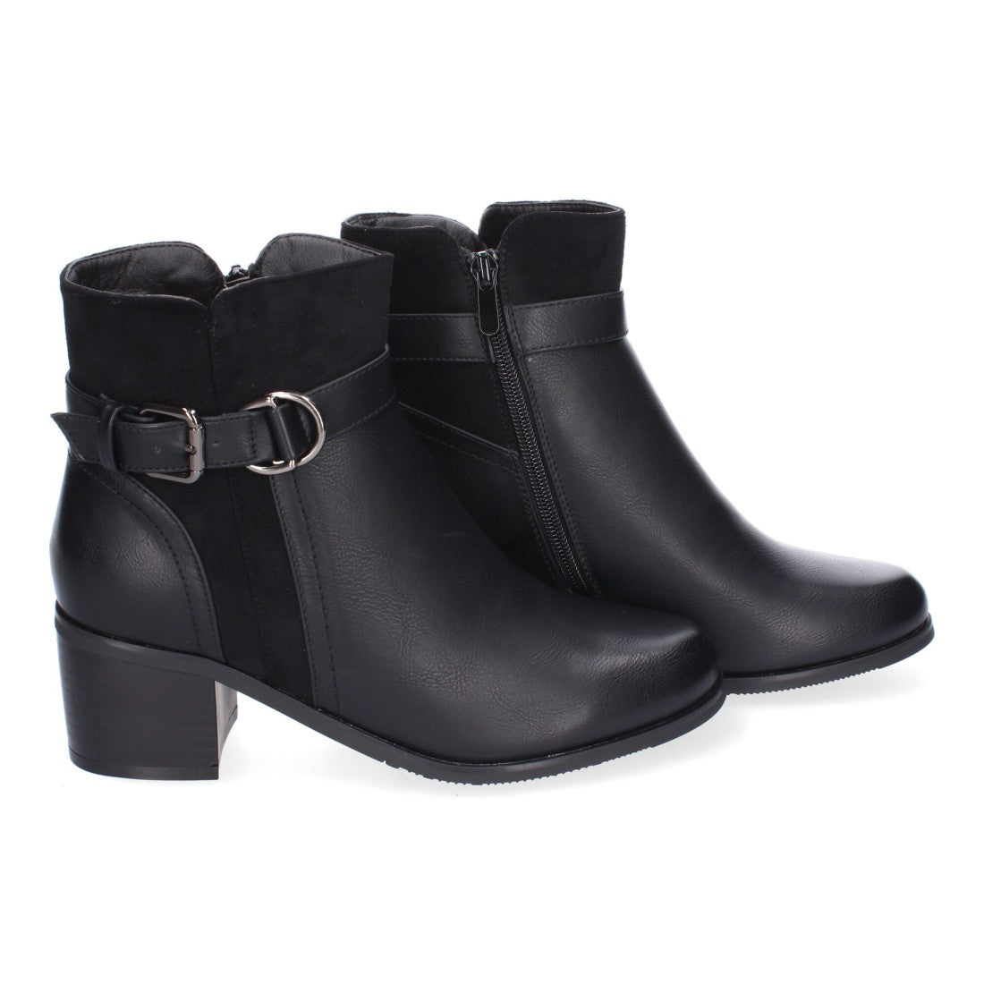 Botines de tacón de mujer con detalle de hebilla