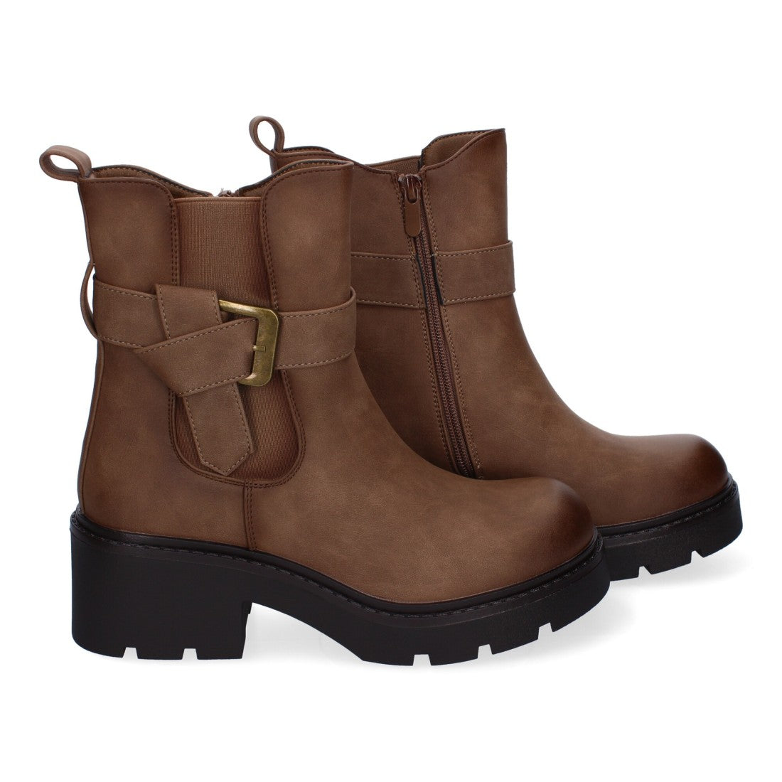 Botines de tacón de mujer con material elástico