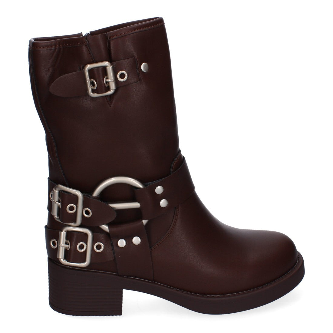 Botines moteros de mujer con detalles de hebillas