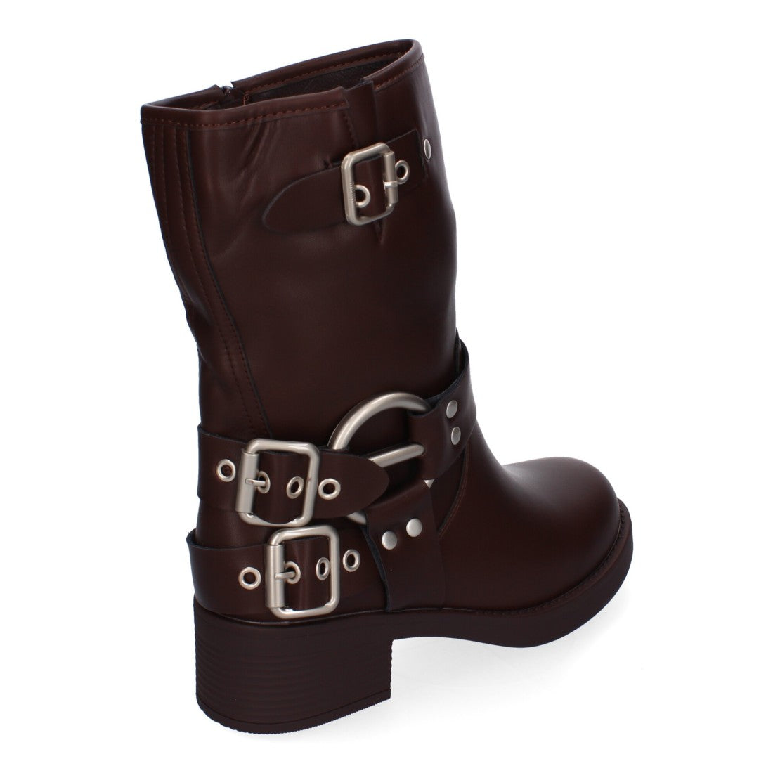 Botines moteros de mujer con detalles de hebillas