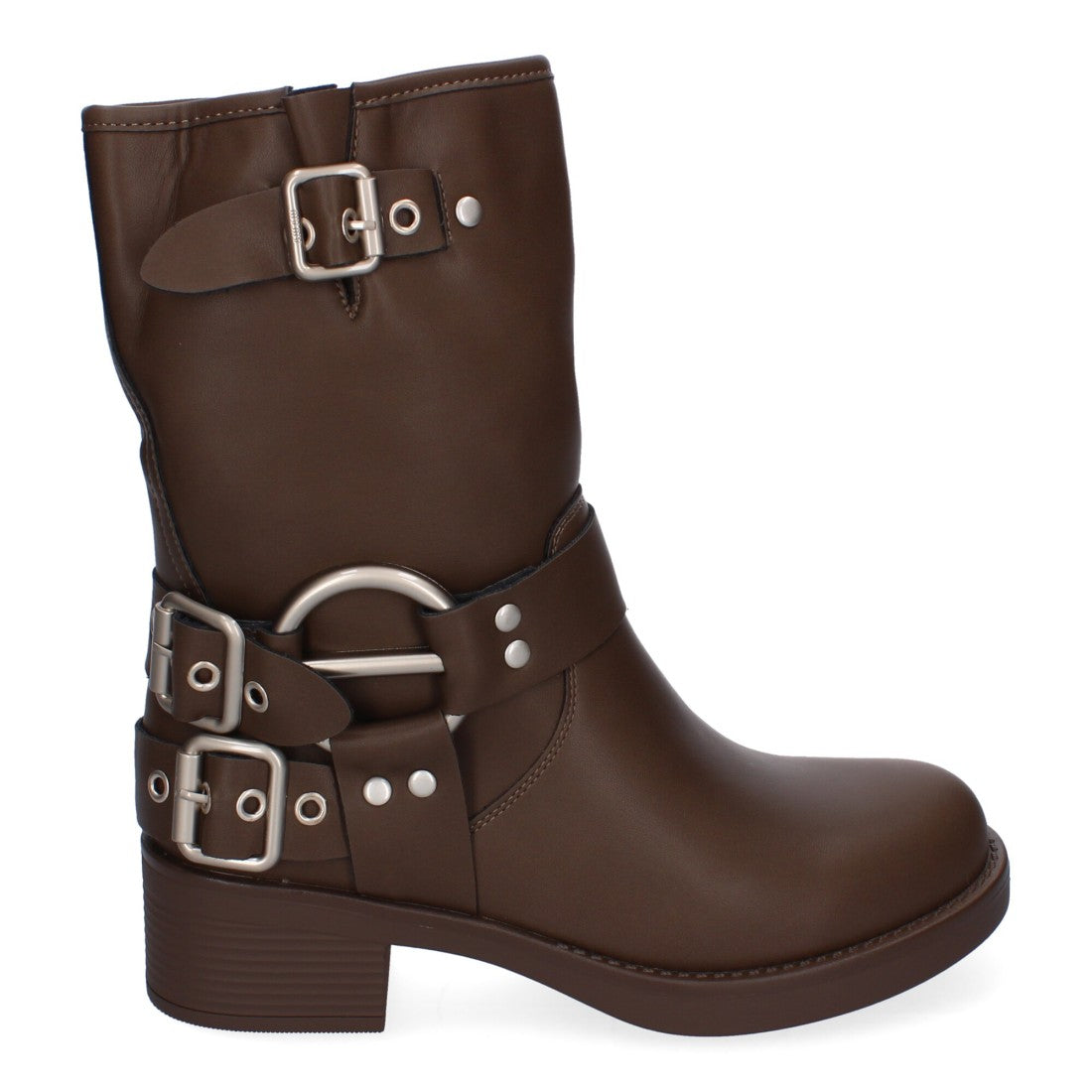 Botines moteros de mujer con detalles de hebillas