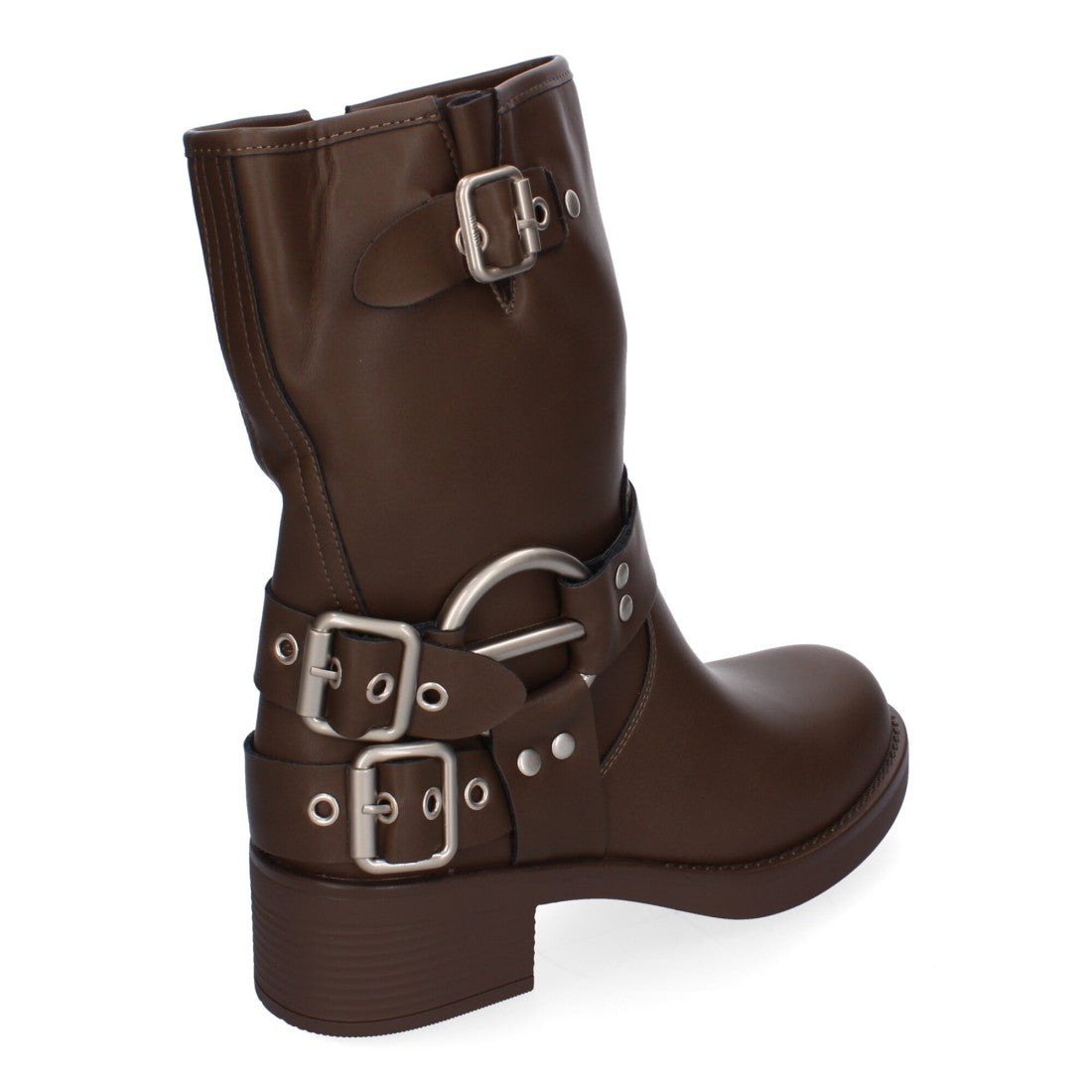 Botines moteros de mujer con detalles de hebillas