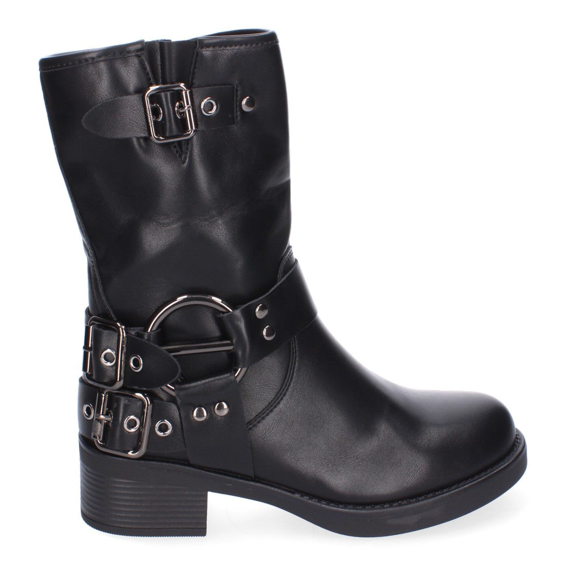 Botines moteros de mujer con detalles de hebillas