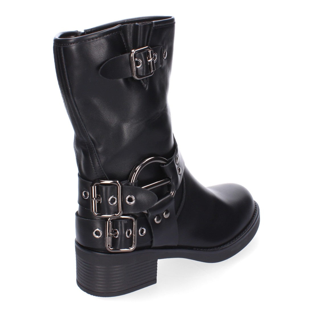 Botines moteros de mujer con detalles de hebillas
